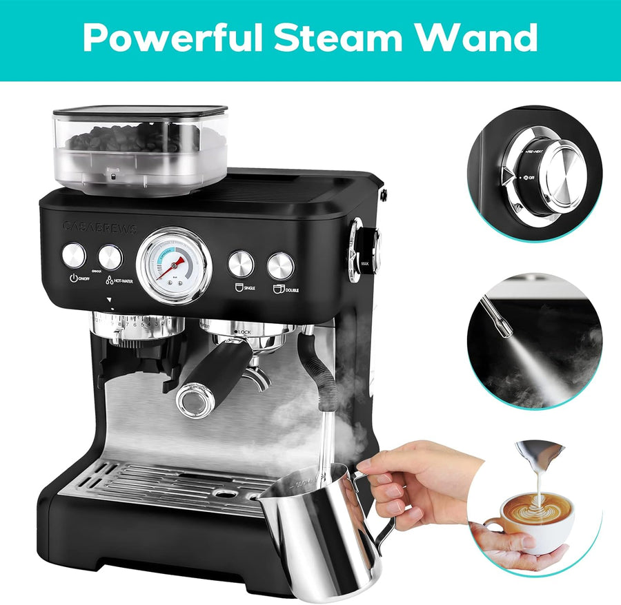 CASABREWS Series Espresso Coffee Machine with Milk Frother Wand